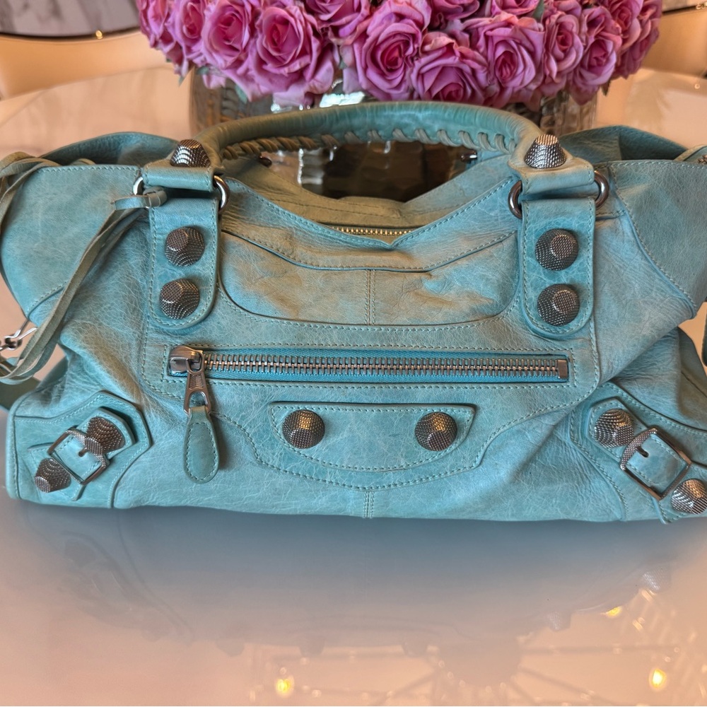 Classic turquoise Balenciaga Leather Handbag